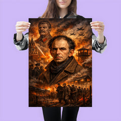 Osip Mandelstam against a Stalinist nightmare backdrop poster 3