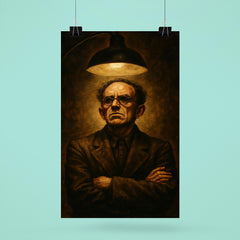 Osip Mandelstam defiant under interrogation lamp poster 6