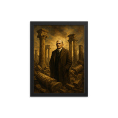 Oswald Spengler among fallen columns framed print on a plain backdrop in size 12"x16".