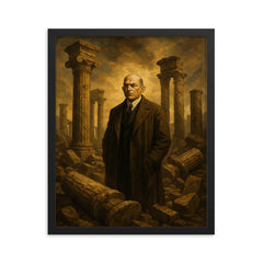 Oswald Spengler among fallen columns framed print on a plain backdrop in size 16"x20".
