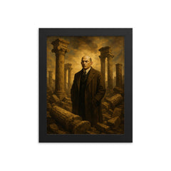Oswald Spengler among fallen columns framed print on a plain backdrop in size 8"x10".