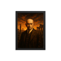 Oswald Spengler in civilizational dusk framed print on a plain backdrop in size 12"x16".