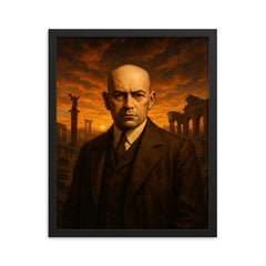 Oswald Spengler in civilizational dusk framed print on a plain backdrop in size 16"x20".