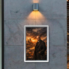 Oswald Spengler over declining city skyline poster 2