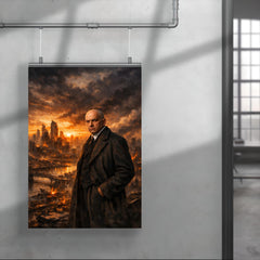 Oswald Spengler over declining city skyline poster 4