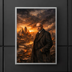 Oswald Spengler over declining city skyline poster 5
