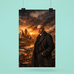 Oswald Spengler over declining city skyline poster 6