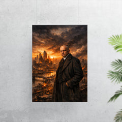 Oswald Spengler over declining city skyline poster 7