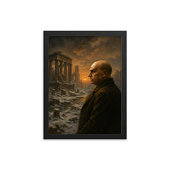Oswald Spengler watching a civilization's winter framed print on a plain backdrop in size 12"x16".