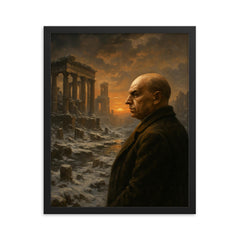Oswald Spengler watching a civilization's winter framed print on a plain backdrop in size 16"x20".