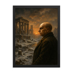 Oswald Spengler watching a civilization's winter framed print on a plain backdrop in size 18"x24".