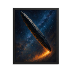 Oumuamua in space framed print on a plain backdrop in size 16"x20".
