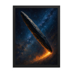 Oumuamua in space framed print on a plain backdrop in size 18"x24".