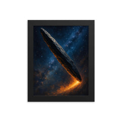 Oumuamua in space framed print on a plain backdrop in size 8"x10".
