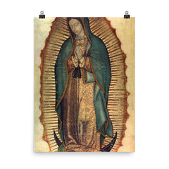 Our Lady of Guadalupe icon c 1531 poster on a plain backdrop in size 8"x10".