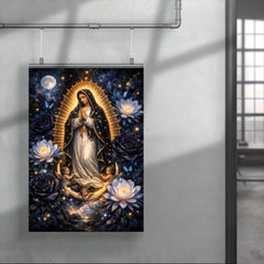 Our Lady of Guadalupe in obsidian night bloom poster 4