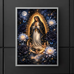 Our Lady of Guadalupe in obsidian night bloom poster 5