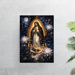 Our Lady of Guadalupe in obsidian night bloom poster 7
