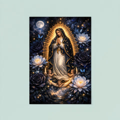 Our Lady of Guadalupe in obsidian night bloom poster 8