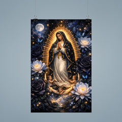Our Lady of Guadalupe in obsidian night bloom poster 9