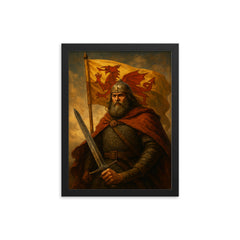 Owain Glyndwr framed print on a plain backdrop in size 12"x16".