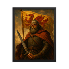 Owain Glyndwr framed print on a plain backdrop in size 16"x20".