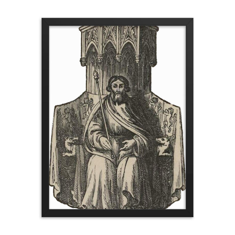 Owain Glyndwr framed print on a plain backdrop in size 18