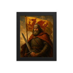 Owain Glyndwr framed print on a plain backdrop in size 8"x10".