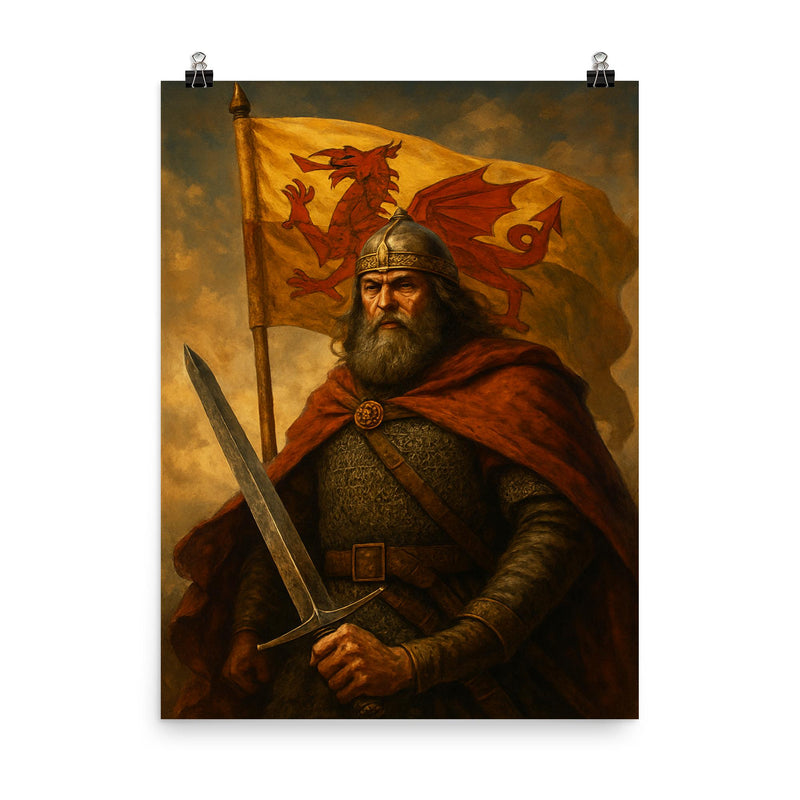 Owain Glyndwr poster on a plain backdrop in size 8