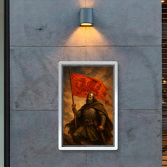 Owain Glyndwr with red dragon war banner poster 2