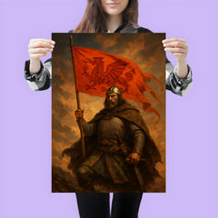 Owain Glyndwr with red dragon war banner poster 3