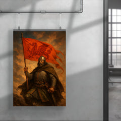 Owain Glyndwr with red dragon war banner poster 4