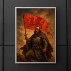 Owain Glyndwr with red dragon war banner poster 5