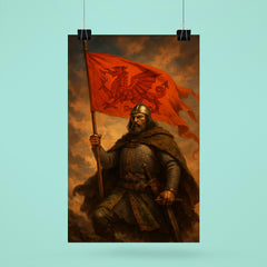 Owain Glyndwr with red dragon war banner poster 6