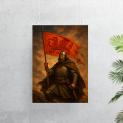 Owain Glyndwr with red dragon war banner poster 7