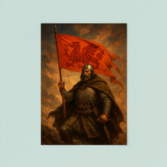 Owain Glyndwr with red dragon war banner poster 8