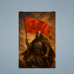Owain Glyndwr with red dragon war banner poster 9