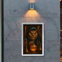 Owl alchemist among brass instruments poster 2