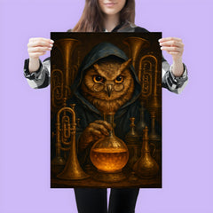 Owl alchemist among brass instruments poster 3