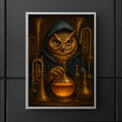 Owl alchemist among brass instruments poster 5