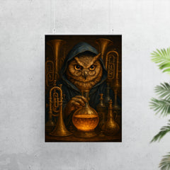 Owl alchemist among brass instruments poster 7