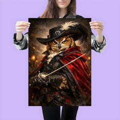 Owl duelist with rapier and velvet cloak poster 3