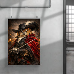 Owl duelist with rapier and velvet cloak poster 4