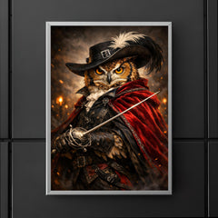 Owl duelist with rapier and velvet cloak poster 5
