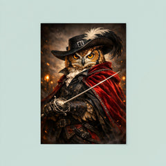 Owl duelist with rapier and velvet cloak poster 8