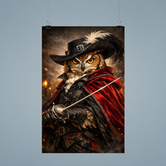 Owl duelist with rapier and velvet cloak poster 9