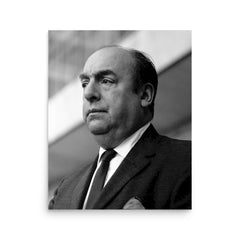 Pablo Neruda poster on a plain backdrop in size 16"x20".