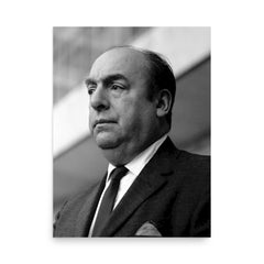 Pablo Neruda poster on a plain backdrop in size 18"x24".