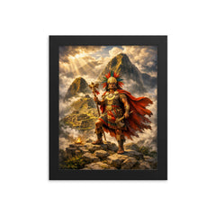 Pachacuti before Machu Picchu in cloudbreak framed print on a plain backdrop in size 8"x10".
