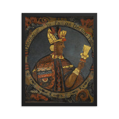 Pachacuti framed print on a plain backdrop in size 16"x20".